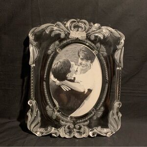 Mikasa Princess Heavy Picture Frame Clear & Frosted Glass Germany S3900D 14 1/4”